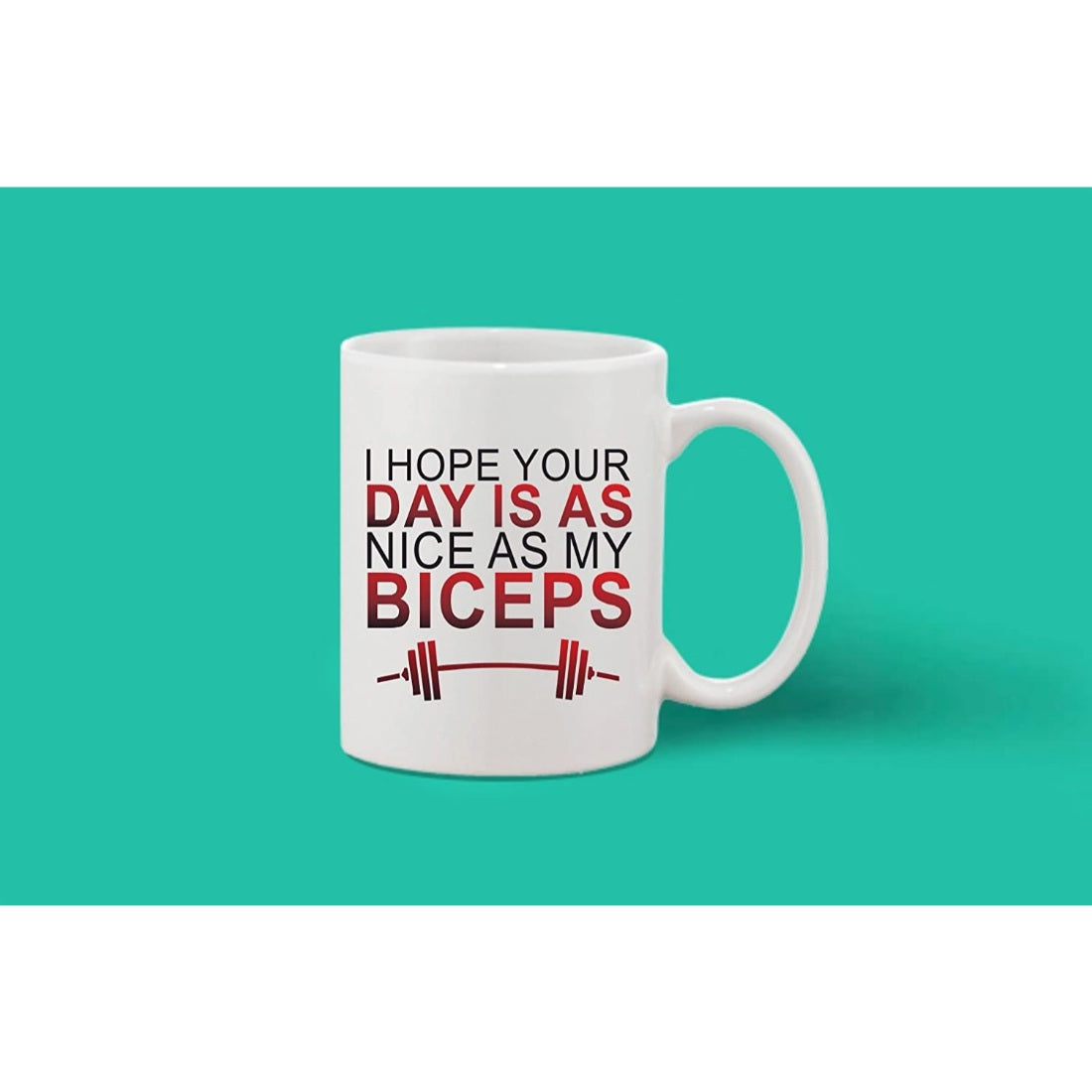 White ceramic coffee mug with printed message, one piece, 11 oz