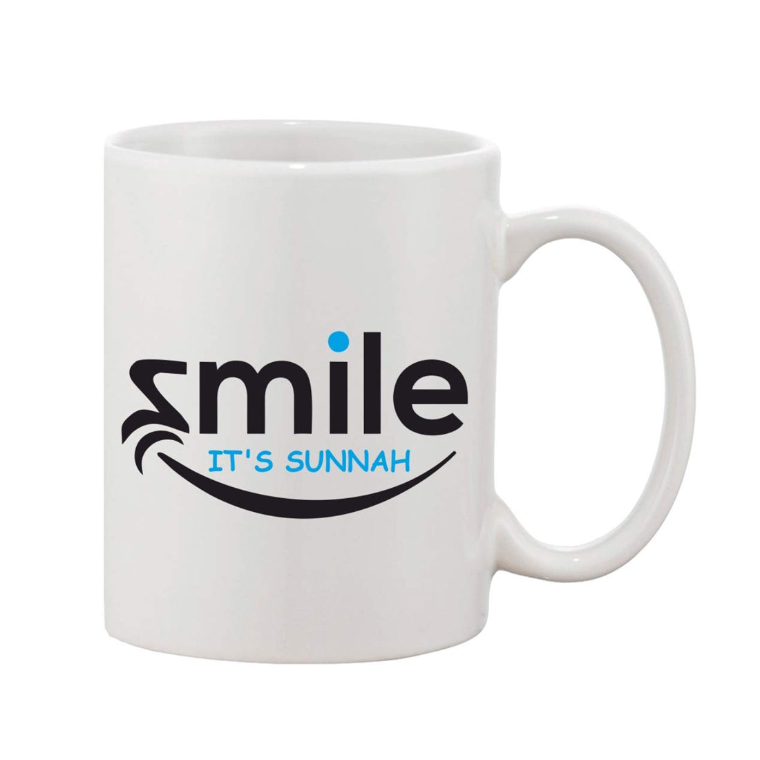 White ceramic mug with sunnah smile print, 11oz