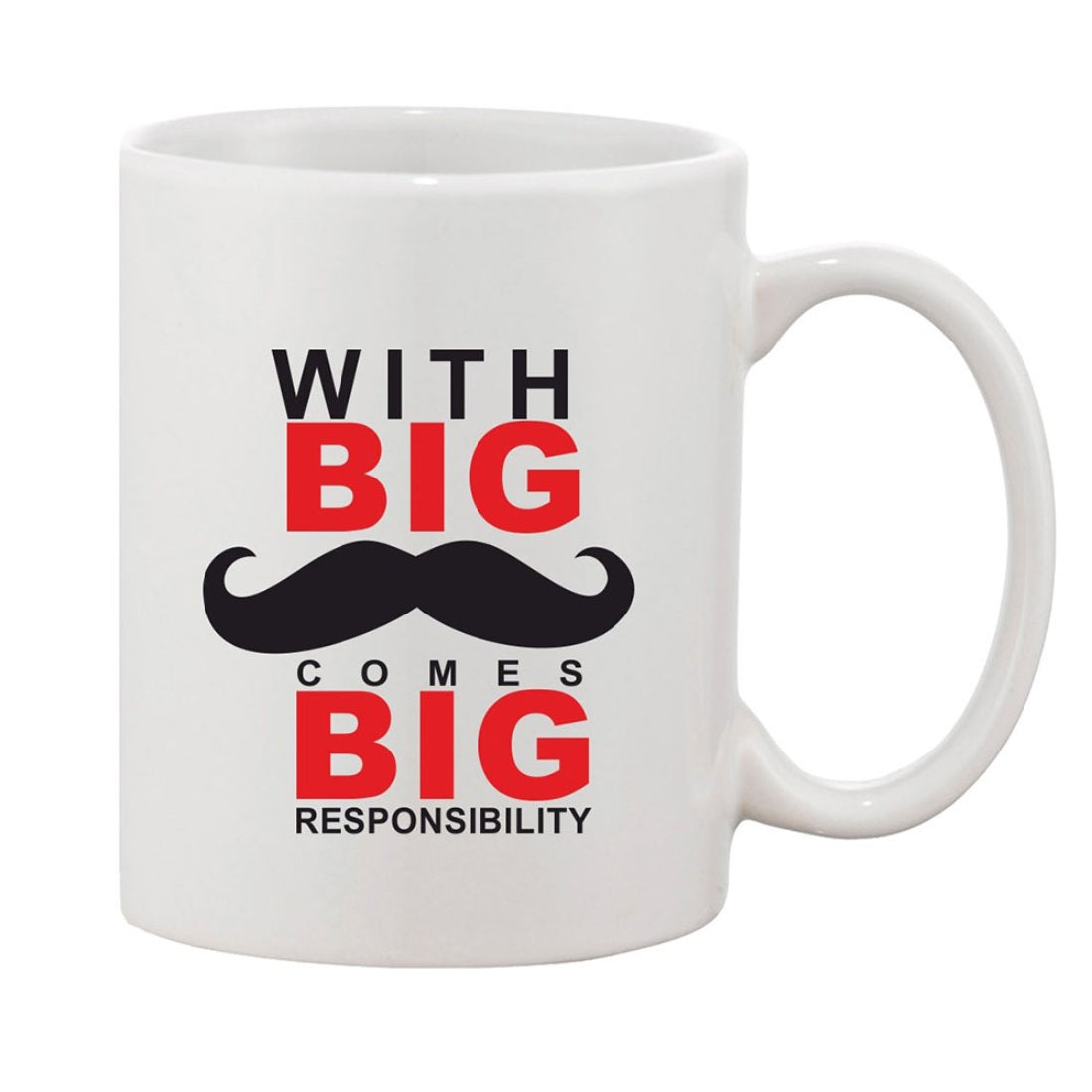 White printed coffee mug with humor text