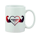 Printed ceramic coffee mug, white, holds 11 fluid ounces