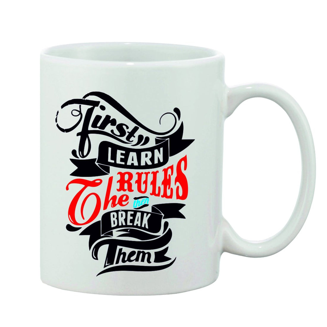 Personalized white ceramic coffee mug with quote print