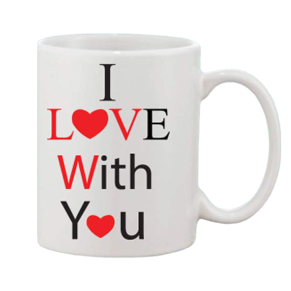 White ceramic coffee mug with printed message, 1 piece