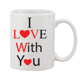 White ceramic coffee mug with printed message, 1 piece