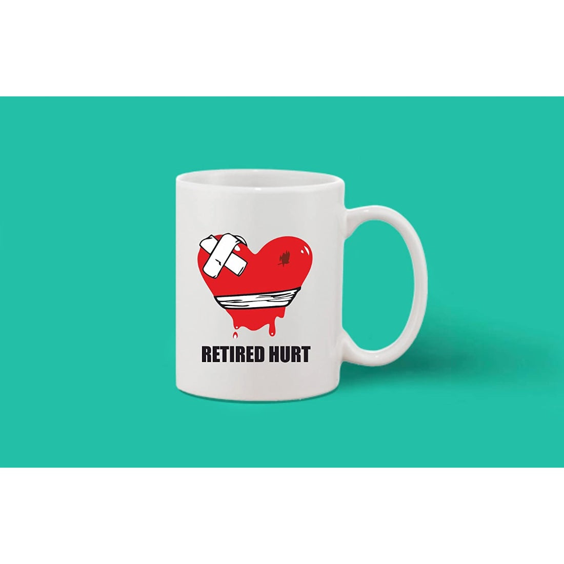 Printed ceramic coffee mug with white interior, 11 oz