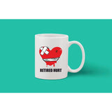 Printed ceramic coffee mug with white interior, 11 oz