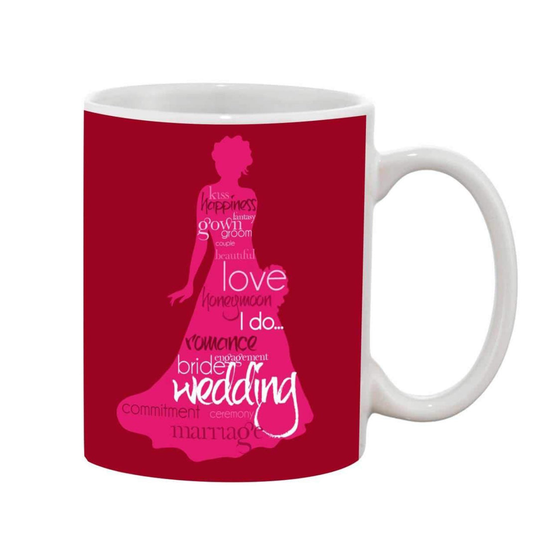 White ceramic coffee mug, printed quote