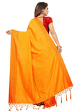 Women's Sana Silk Saree with Blouse (Orange,5-6 mtrs) - GillKart