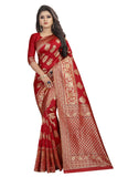 Women's Kota Banarasi Silk Saree with Blouse (Red,5-6 mtrs) - GillKart