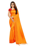 Women's Sana Silk Saree with Blouse (Orange,5-6 mtrs) - GillKart