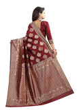 Women's Kota Banarasi Silk Saree with Blouse (Maroon,5-6 mtrs) - GillKart