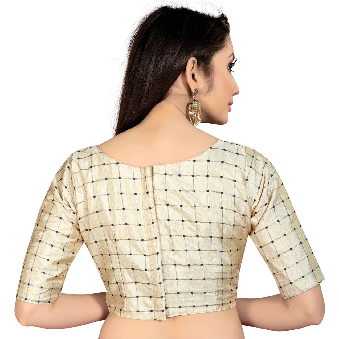 Women's Brocade, Inner-Cotton Full Stitched Padded Blouse (Chiku ) - GillKart