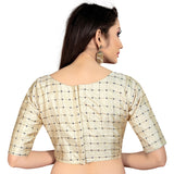 Women's Brocade, Inner-Cotton Full Stitched Padded Blouse (Chiku ) - GillKart