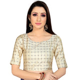Women's Brocade, Inner-Cotton Full Stitched Padded Blouse (Chiku ) - GillKart
