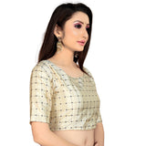 Women's Brocade, Inner-Cotton Full Stitched Padded Blouse (Chiku ) - GillKart