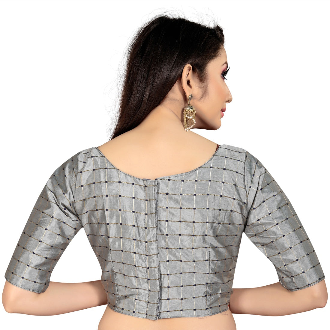 Light Gray brocade, inner-cotton full stitched padded blouse for women