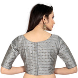 Light Gray brocade, inner-cotton full stitched padded blouse for women