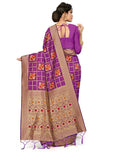 Women's Banarasi Silk Saree (Purple, 5-6mtrs) - GillKart