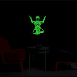Green vinyl Hanuman Ji radium wall sticker, peel-and-stick design for calming decor, size: 27x31cm