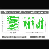 Green vinyl peel-and-stick family radium wall decal (34x20cm), promoting relaxation and reducing need for electric lights