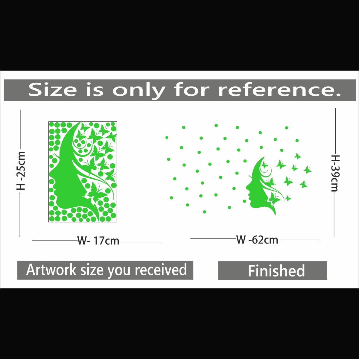 Green vinyl peel-and-stick radium wall sticker, 62x39cm. Decorative, relaxing, calming nightlight alternative