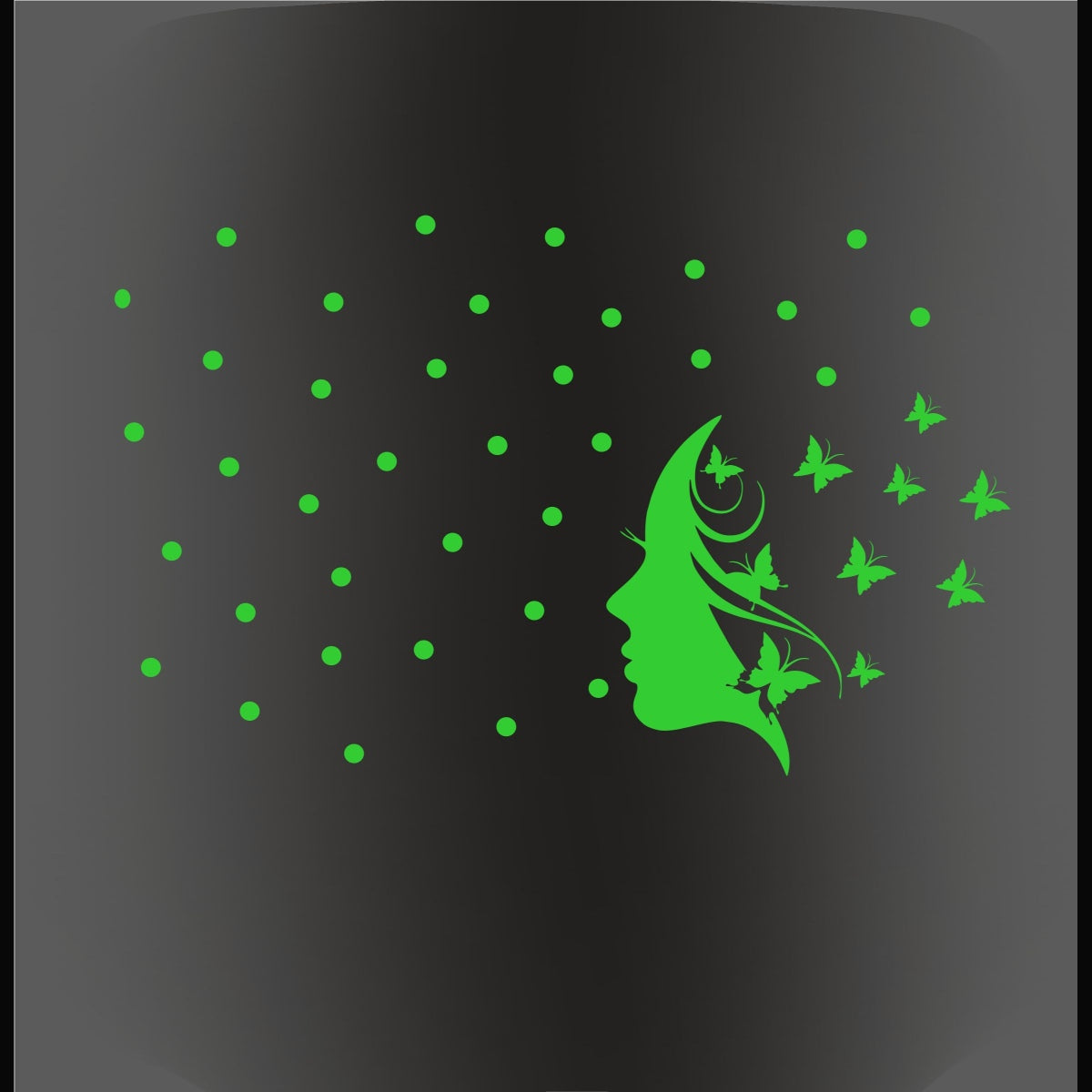 Green vinyl peel-and-stick radium wall sticker (62x39cm), decorative, promoting relaxation and minimizing disruptive light sources