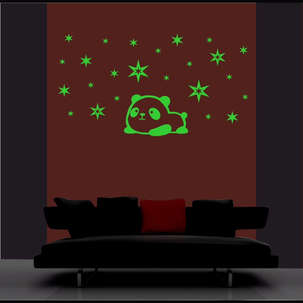 Green vinyl peel-and-stick kids room decor wall sticker, 58x32cm, relaxing and calming radium design, perfect for green themed bedroom walls