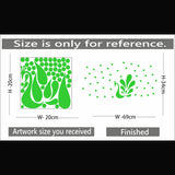 Green vinyl peel-and-stick radium wall decal, 69x34cm, promoting a relaxing and calming atmosphere