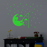 Green vinyl radium wall sticker for kids room decor, peel-and-stick, 55x38cm, promoting a calming atmosphere