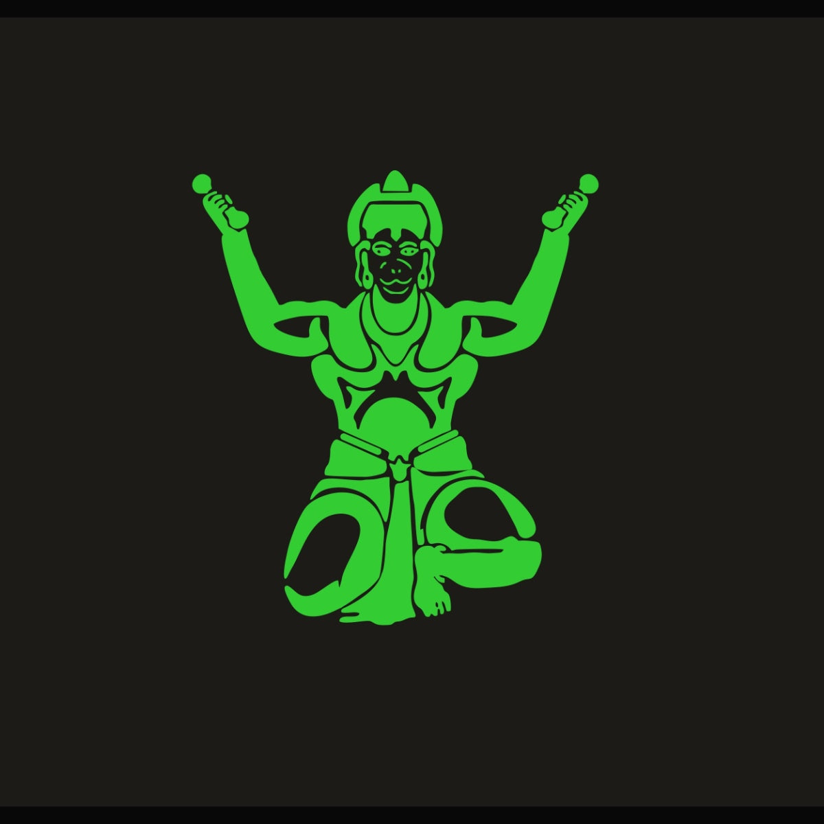 Green Vinyl Hanuman Ji Radium Wall Sticker, peel-and-stick decor for calming, light source alternative (27x31cm)