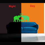 Green vinyl peel-and-stick decorative elephant radium wall sticker, 34x18cm. Perfect for creating a calming, dark bedroom environment