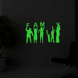 Green vinyl peel-and-stick wall decal, 34x20cm green family radium sticker for calming, light-free bedroom decor