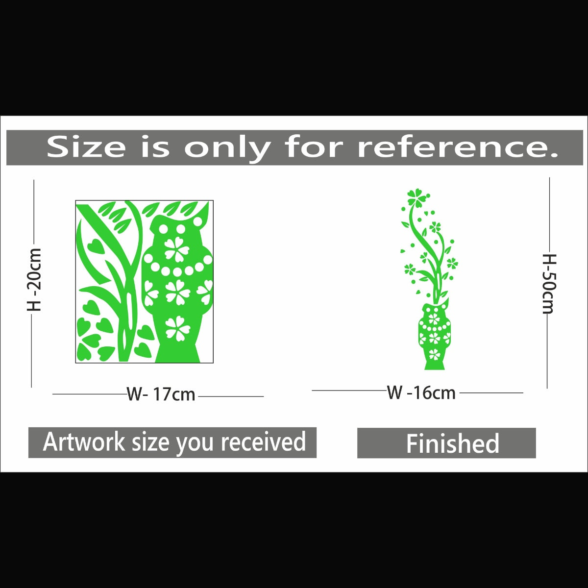 Green vinyl peel-and-stick wall decor, 16x50cm radium design for a relaxing home environment