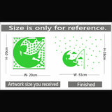 Green vinyl peel-and-stick radium wall sticker for kids room decor, 55x38cm, promotes a relaxing atmosphere