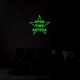 Green vinyl peel-and-stick poster, "Apna Time Aayega" Radium design, calming decor for your room (36x34cm)