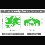 Green vinyl decorative elephant radium wall sticker, peel and stick, 34x18cm. A calming, light source alternative for your walls