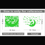 Green decorative vinyl wall sticker, peel & stick, 114x45cm size. Energy-efficient radium design for a calming bedroom atmosphere