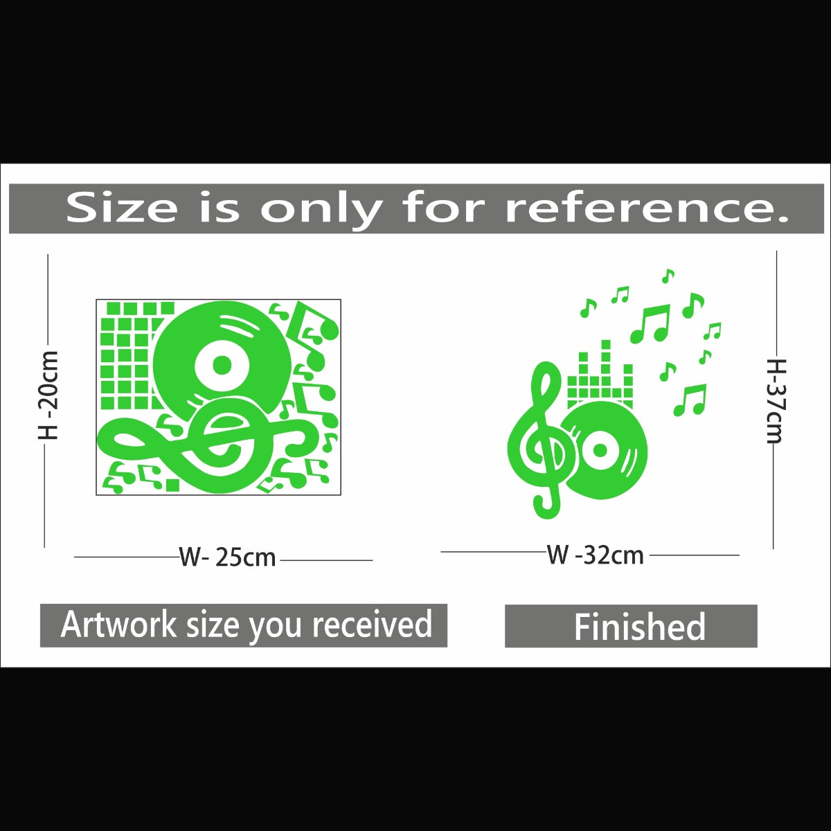 Green vinyl peel-and-stick radium wall sticker, 78x52cm, relaxing and calming decor for dark rooms