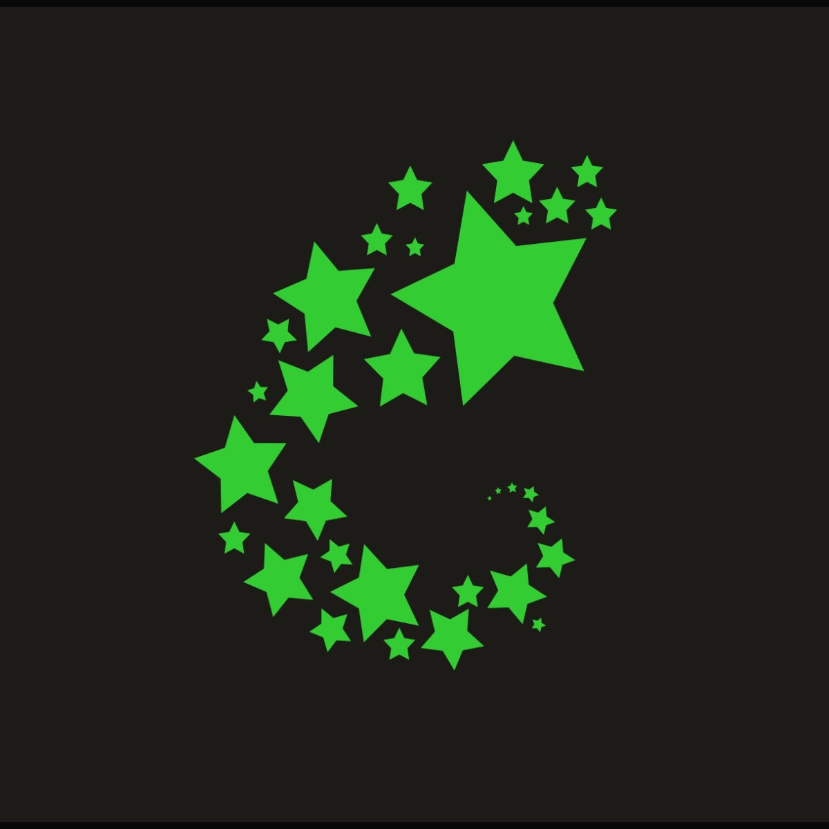Green Galaxy Of Stars With Moon Radium Wall Sticker - GillKart