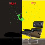 Green vinyl wall sticker featuring a galaxy of stars with moon, peel-and-stick design, 105x59cm size, ideal for relaxing bedroom decor