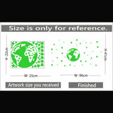 Green vinyl star and earth decorative radium sticker for wall, peel-and-stick, 96x41cm, promoting relaxation and avoiding disturbing light sources