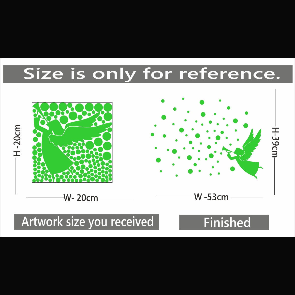 Green vinyl peel-and-stick radium wall decal (53x39cm), relaxing and calming bedroom decor