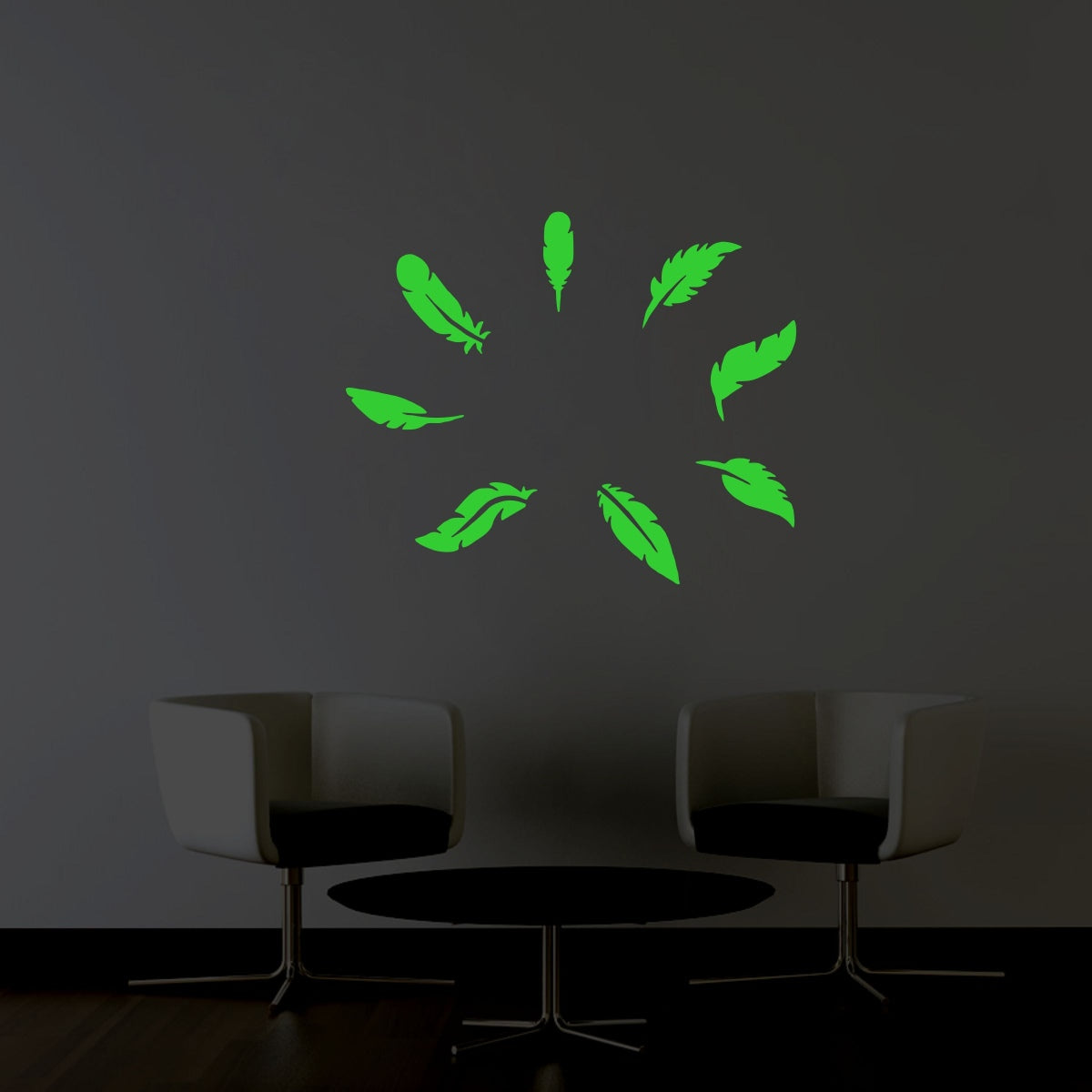 Green vinyl peel-and-stick radium wall sticker (56x45cm), decorative and relaxing light source, perfect for bedroom decor