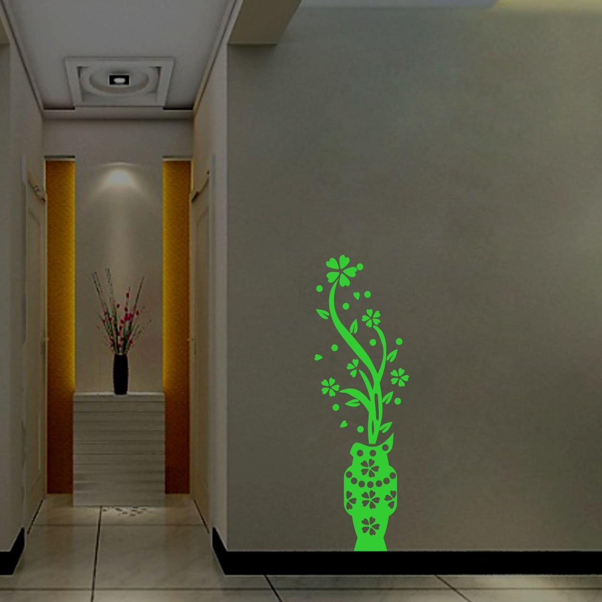 Green vinyl peel-and-stick radium wall sticker, 16x50cm decorative home decor item for calming, eco-friendly space