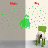 Green vinyl peel-and-stick radium wall decor for kid's room, 74x39cm size, promotes calm, energy-saving alternative to night lights