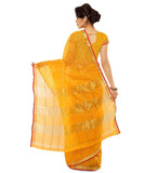 Women's Kota Doria Cotton Saree With Blouse (Yellow,6-3 Mtrs) - GillKart
