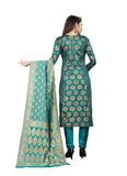 Women's Jacquard Silk Unstitched Salwar-Suit Material With Dupatta (Green,2-2.5Mtrs) - GillKart