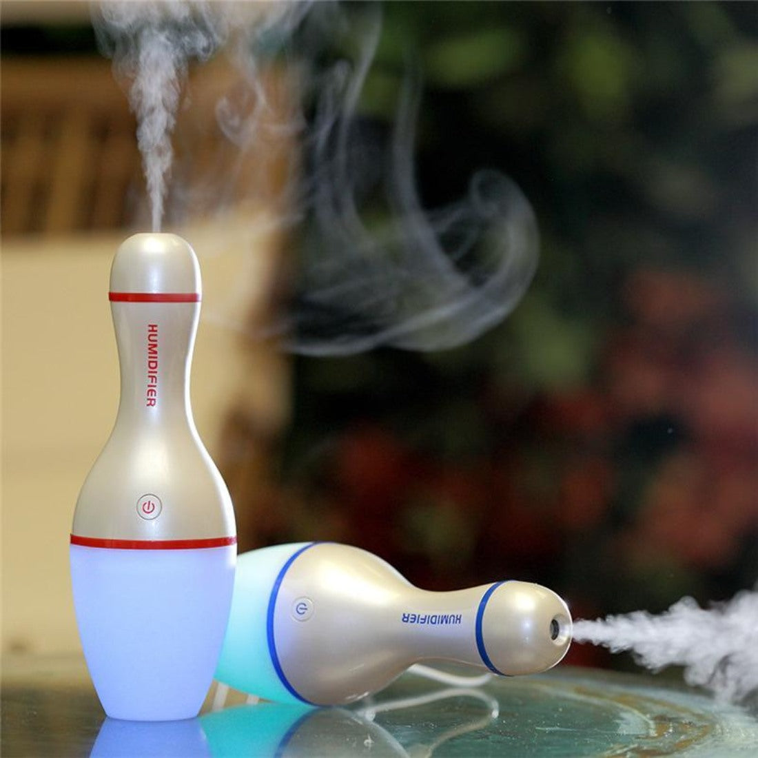 Assorted color USB 5V bowling bottle LED lamp, ultrasonic air humidifier for healthy living space and night light