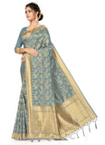 Women's Banarasi (Spun Cotton) Saree (Grey,5-6 Mtrs) - GillKart