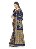 Women's Banarasi Silk Saree (Navy Blue,5-6 Mtrs) - GillKart