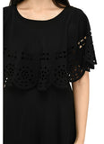 Black lace sleeveless floor length gown, full length, knee length